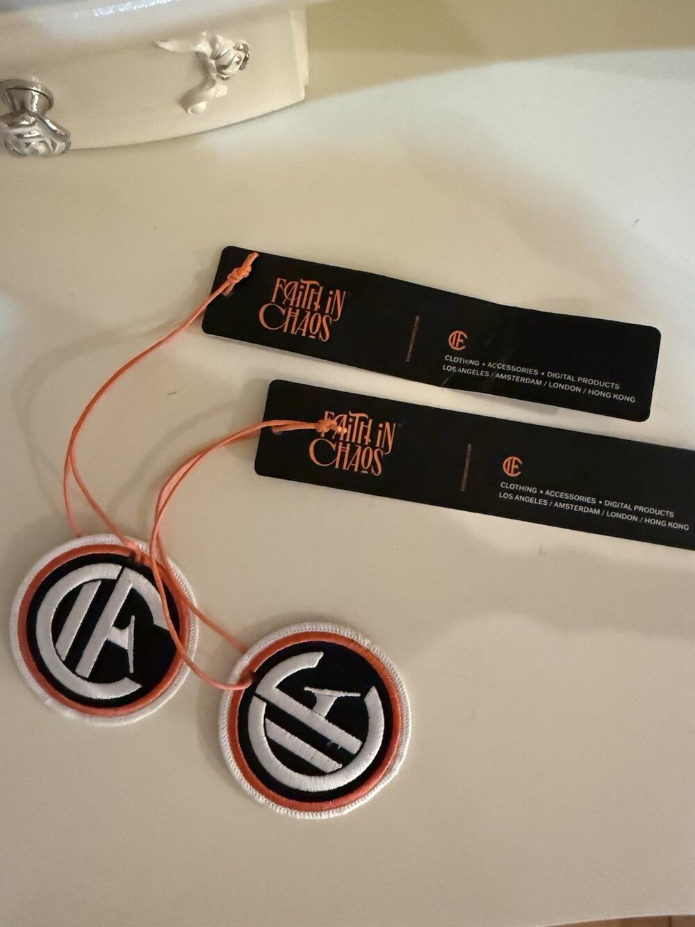 NEW Faith in Chaos patches (listing for both) white orange logo Patches